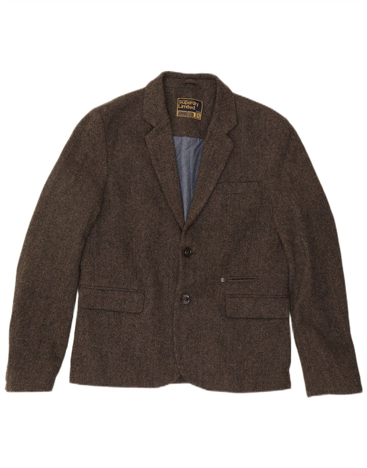 Superdry muška jakna sa 2 gumba UK 44 2XL smeđa riblja kost pamuk