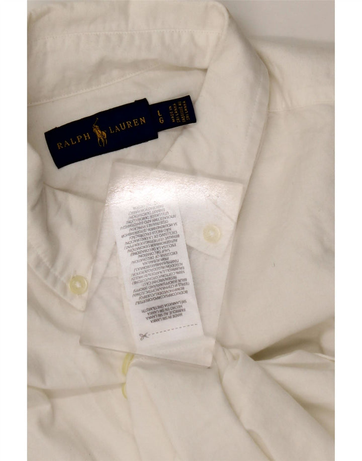 RALPH LAUREN Ženska košulja kratkih rukava UK 16 Veliki bijeli pamuk