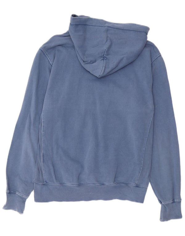 Champion Mens Graphic Hoodie Jumper Large Blue Cotton