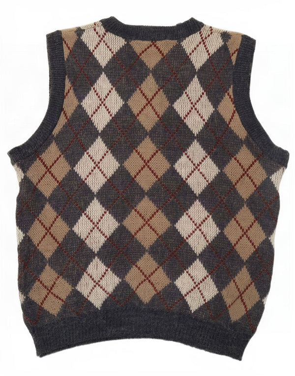 Woolworths muška majica bez rukava Large Grey Argyle/Diamond Acrylic
