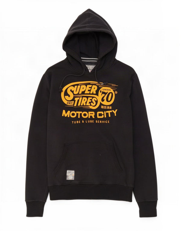 Superdry muška majica s kapuljačom srednje veličine, crni pamuk