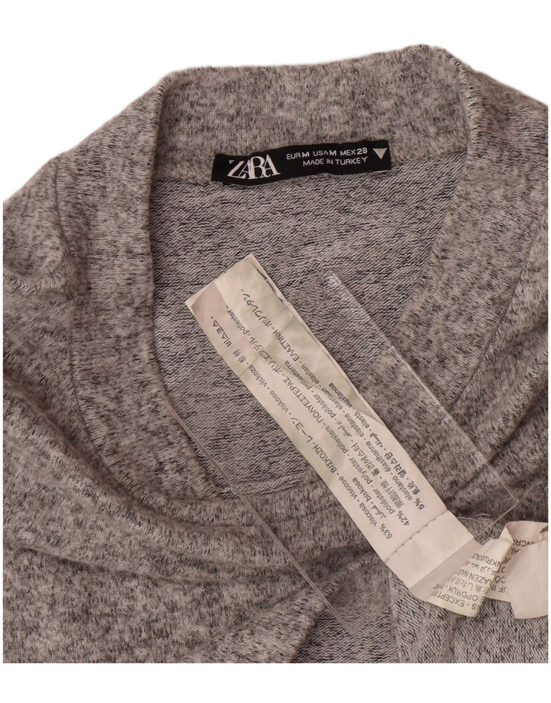 ZARA Womens Top Long Sleeve UK 12 Medium Grey Flecked Viscose