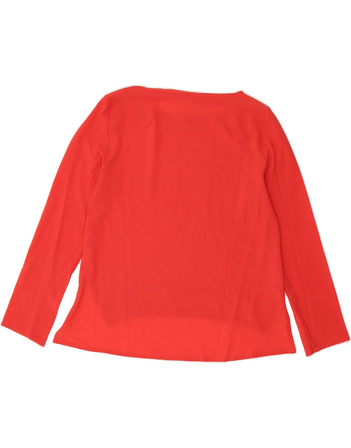 VINTAGE Womens Oversized Long Sleeve Blouse Top UK 10 Small Red Polyester Vintage Vintage and Second-Hand Vintage from Messina Hembry 