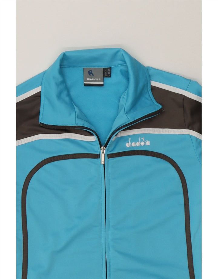DIADORA Womens Tracksuit Top Jacket UK 10 Small Blue Colourblock Polyester Vintage Diadora and Second-Hand Diadora from Messina Hembry 