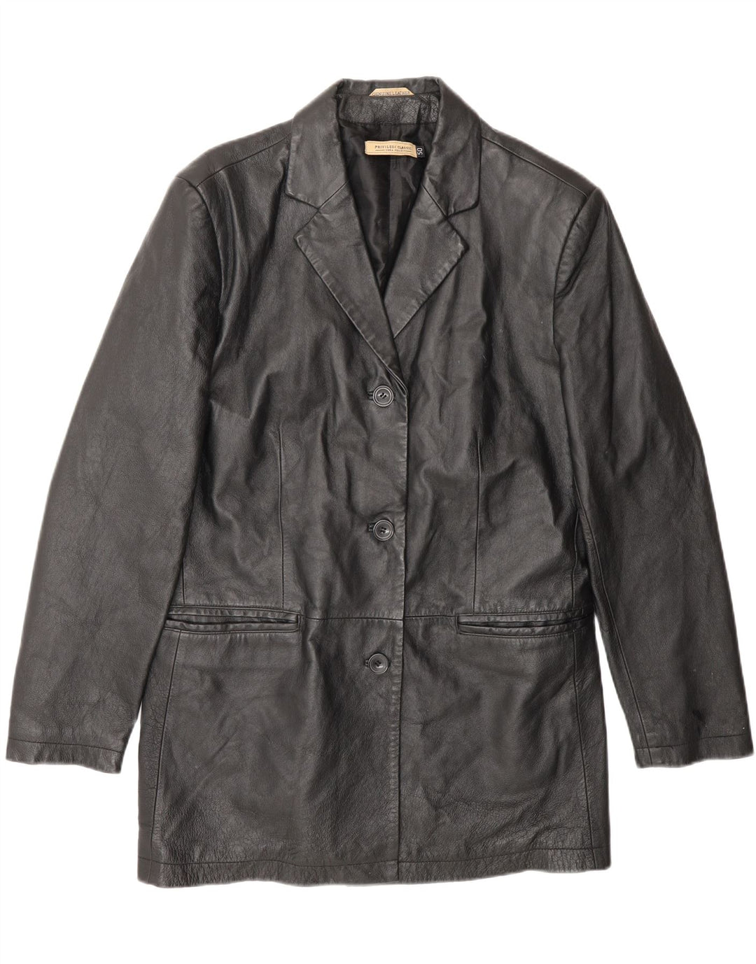VINTAGE Womens Leather Jacket IT 50 XL Black Leather Vintage Vintage and Second-Hand Vintage from Messina Hembry 