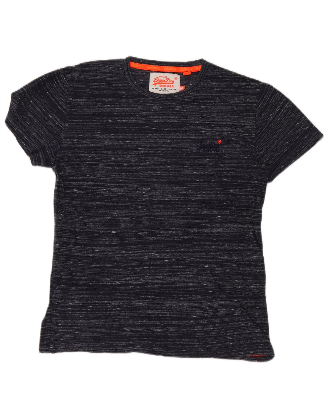 SUPERDRY Mens T-Shirt Top Medium Navy Blue Pinstripe Cotton