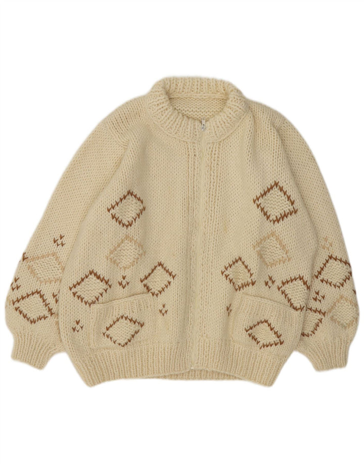Vintage muški kardigan džemper XL Off White Argyle/Diamond