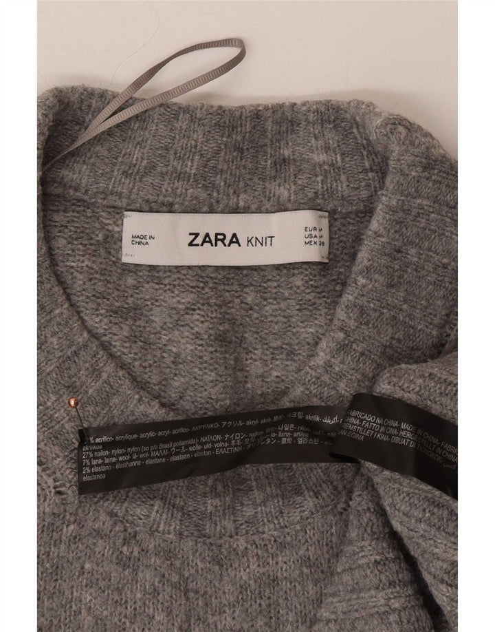 Zara ženski pulover s okruglim izrezom UK 14 srednje sivi akril
