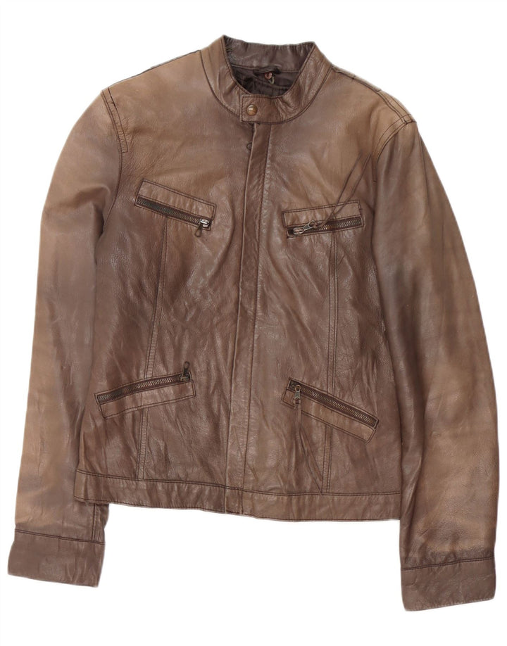 GVB ženska kožna jakna UK 14 srednje smeđa koža