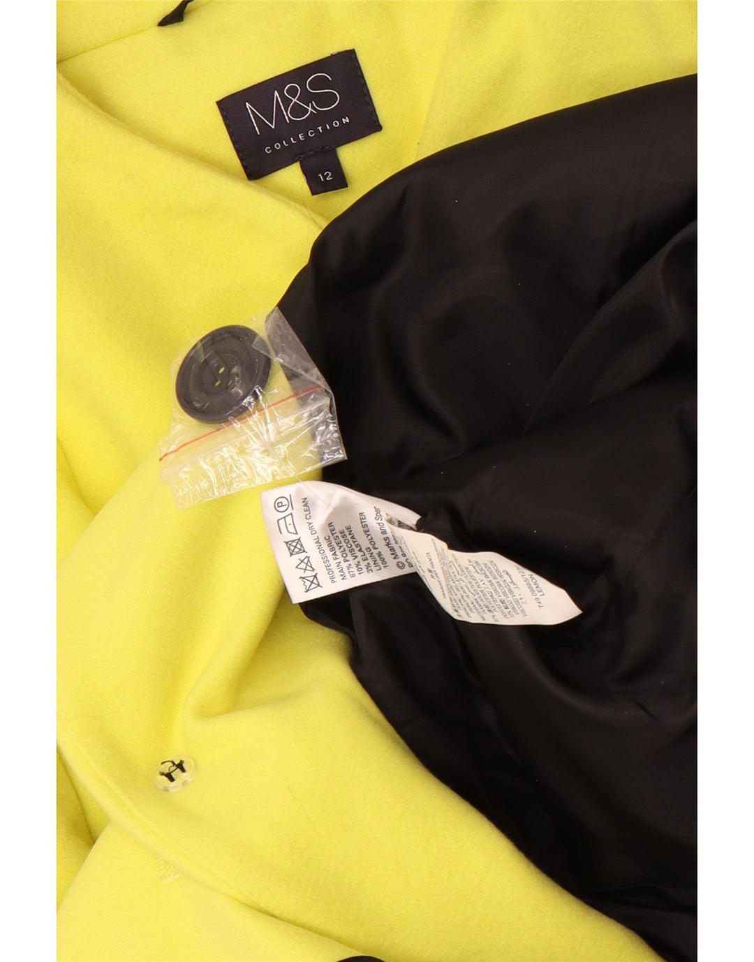 Marks & Spencer ženska duga jakna s 4 gumba UK 12 srednje žuta