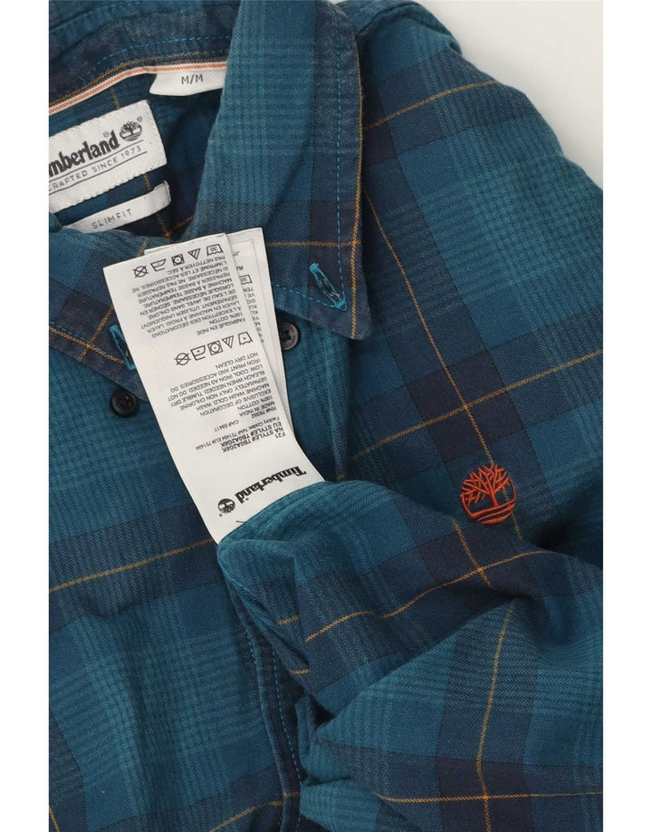 Timberland Mens Slim Fit Shirt Medium Blue Check Cotton