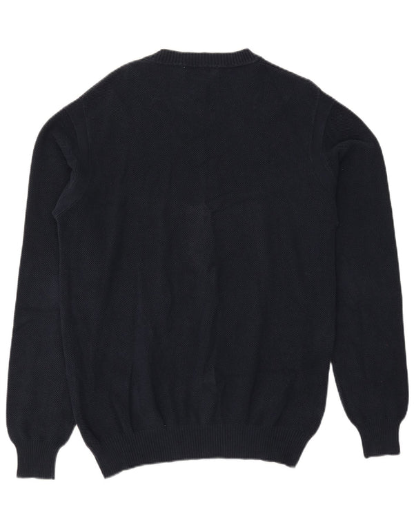 Harmont & Blaine Mens V-Neck Jumper Sweater Large Navy Blue Cotton