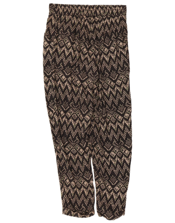 MONSOON ženske ležerne hlače UK 10 male W28 L27 crne geometrijske