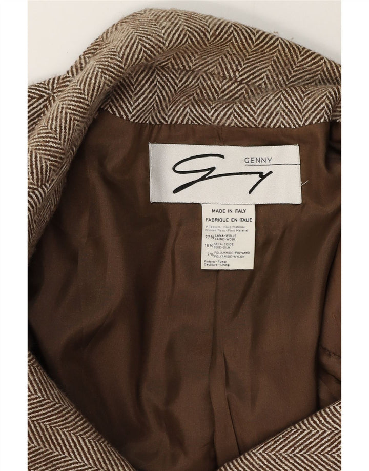Ženska jakna Genny s 3 gumba UK 16 Velika smeđa vuna riblja kost