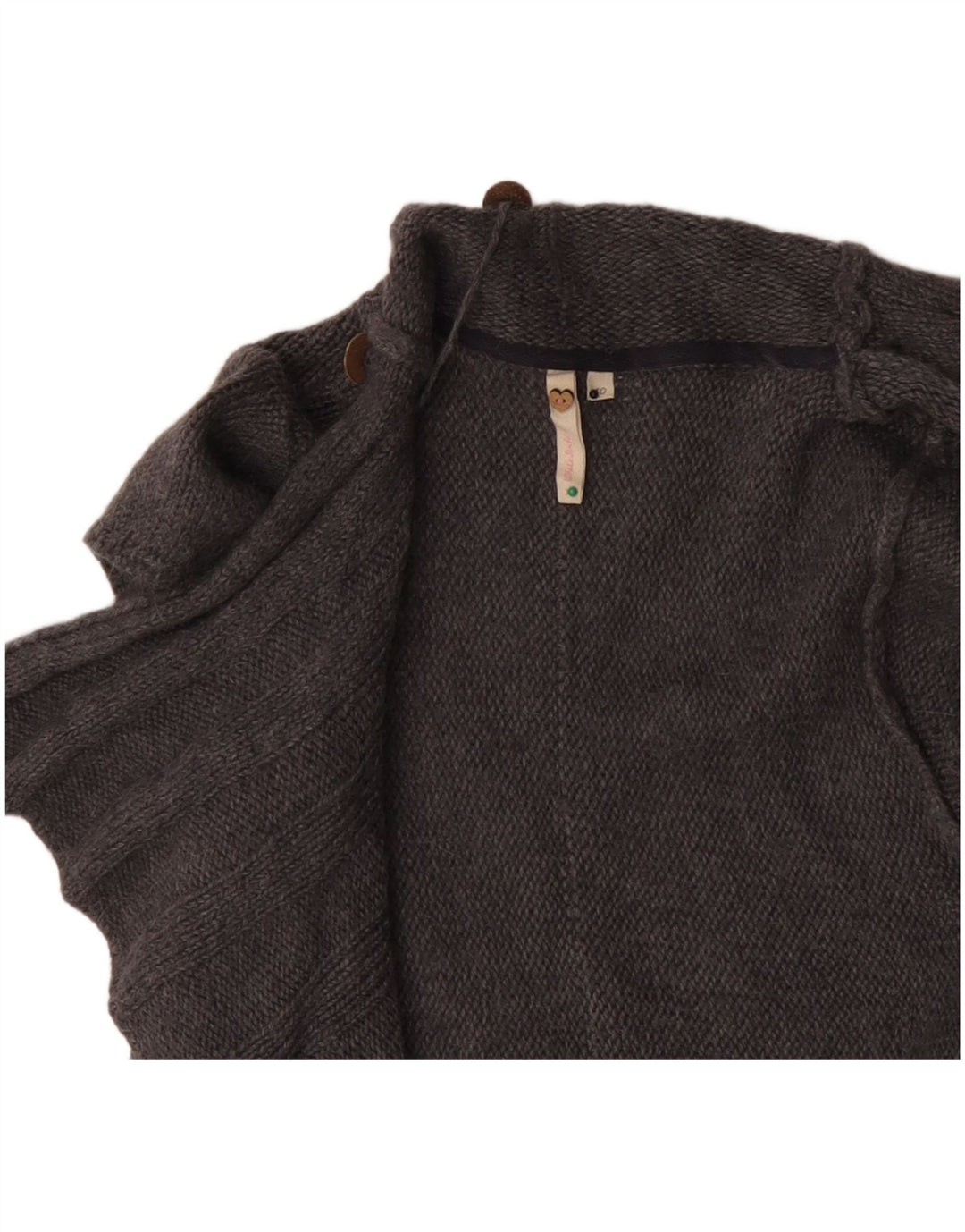 Bijeli ženski otvoreni kardigan pulover kratkih rukava UK 10 Mala siva vunena