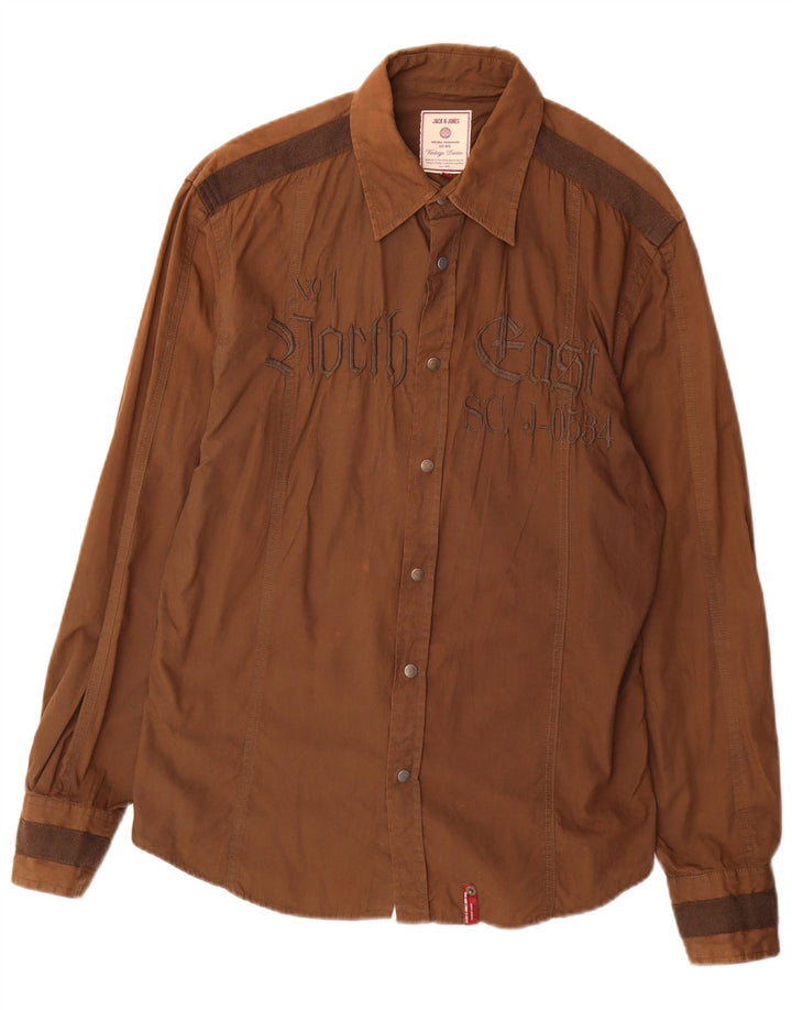 Jack & Jones muška velika smeđa pamučna majica s grafičkim motivima