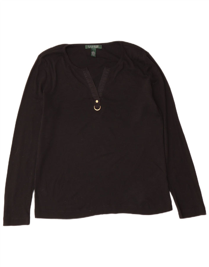 RALPH LAUREN Ženska majica dugih rukava UK 16 Veliki crni pamuk