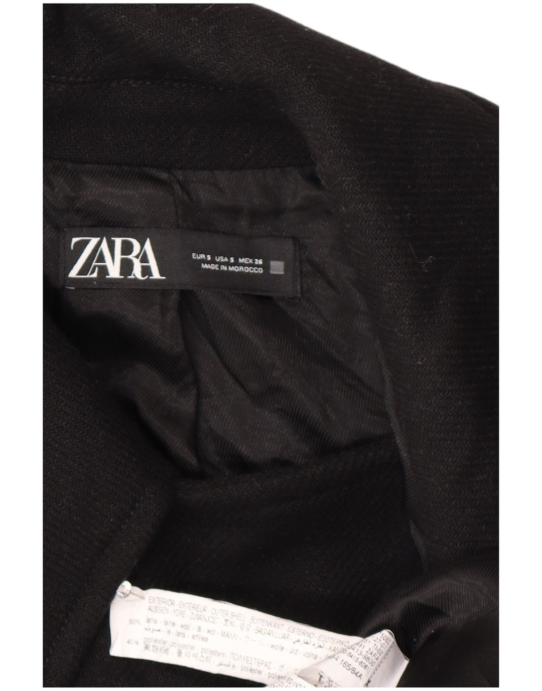 Zara ženski preveliki kaput UK 10 Mala crna vuna