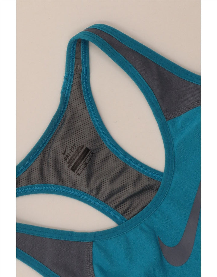 NIKE Ženski Dri Fit Graphic Vest Top UK 12 Medium Blue Colourblock