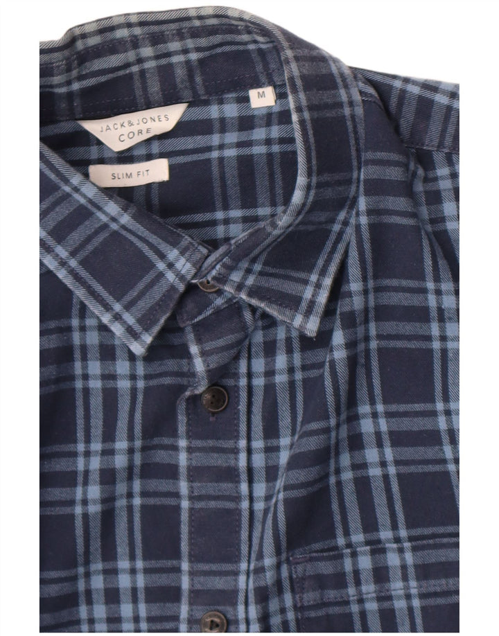 Jack & Jones muška pripijena flanelska košulja srednje tamnoplave boje