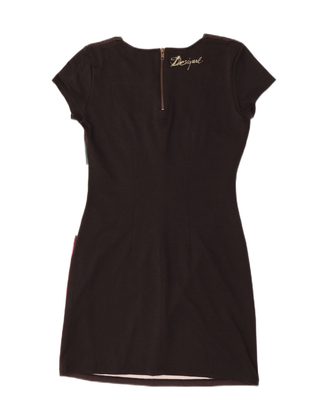 DESIGUAL Womens Sheath Dress UK 12 Medium Black Geometric Polyester Vintage Desigual and Second-Hand Desigual from Messina Hembry 