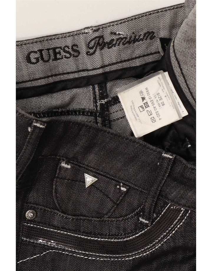 Ženske uske traperice Guess Bootcut W26 L33 sivi pamuk
