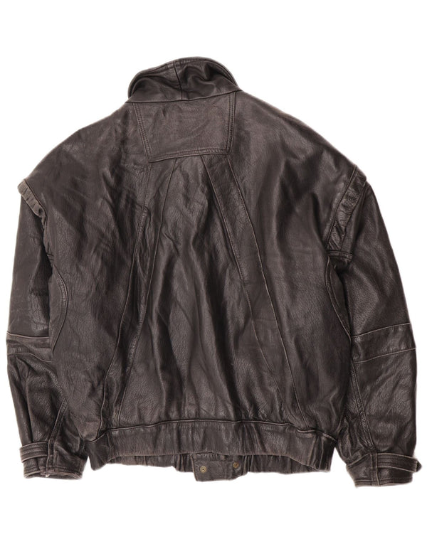 Vintage ženska kožna jakna IT 52 2XL crna koža