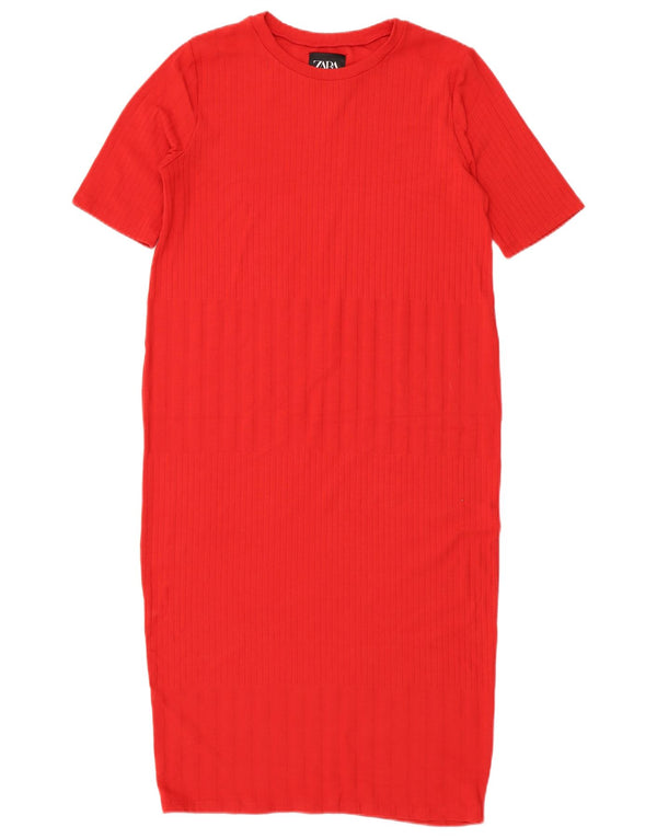 Zara Womens Short Sleeves Jumper Dress UK 14 Large Red