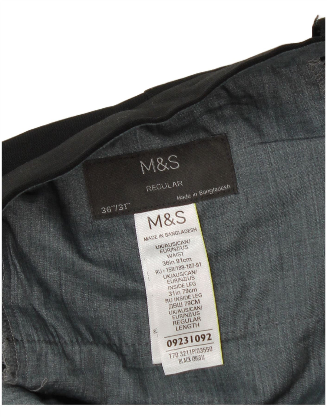 Marks & Spencer muške ravne uobičajene hlače W36 L31 crni poliester