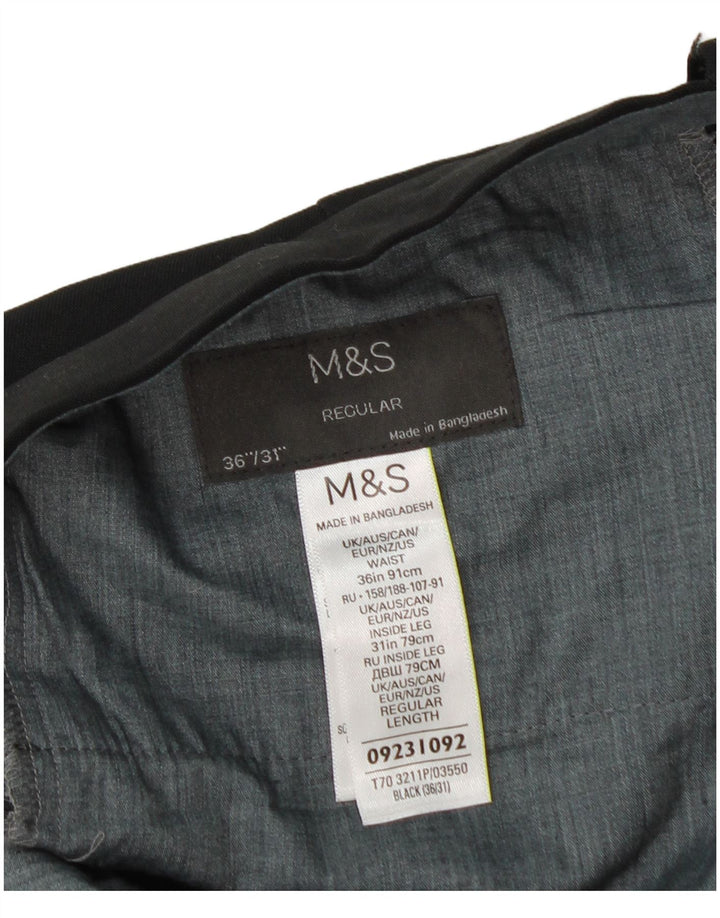 Marks & Spencer muške ravne uobičajene hlače W36 L31 crni poliester