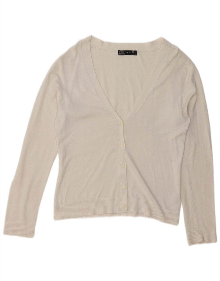 Zara ženski kardigan pulover UK 16 Large White Rayon