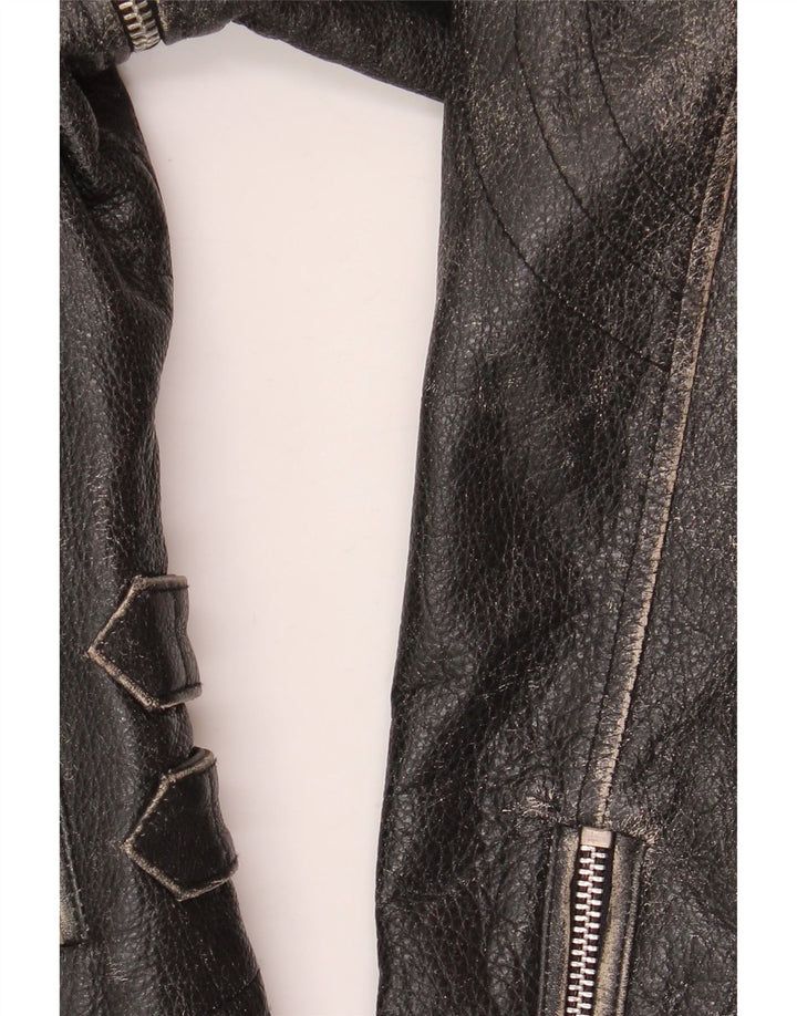 Yuppie ženska kratka kožna biciklistička jakna EU 38 srednje crna koža