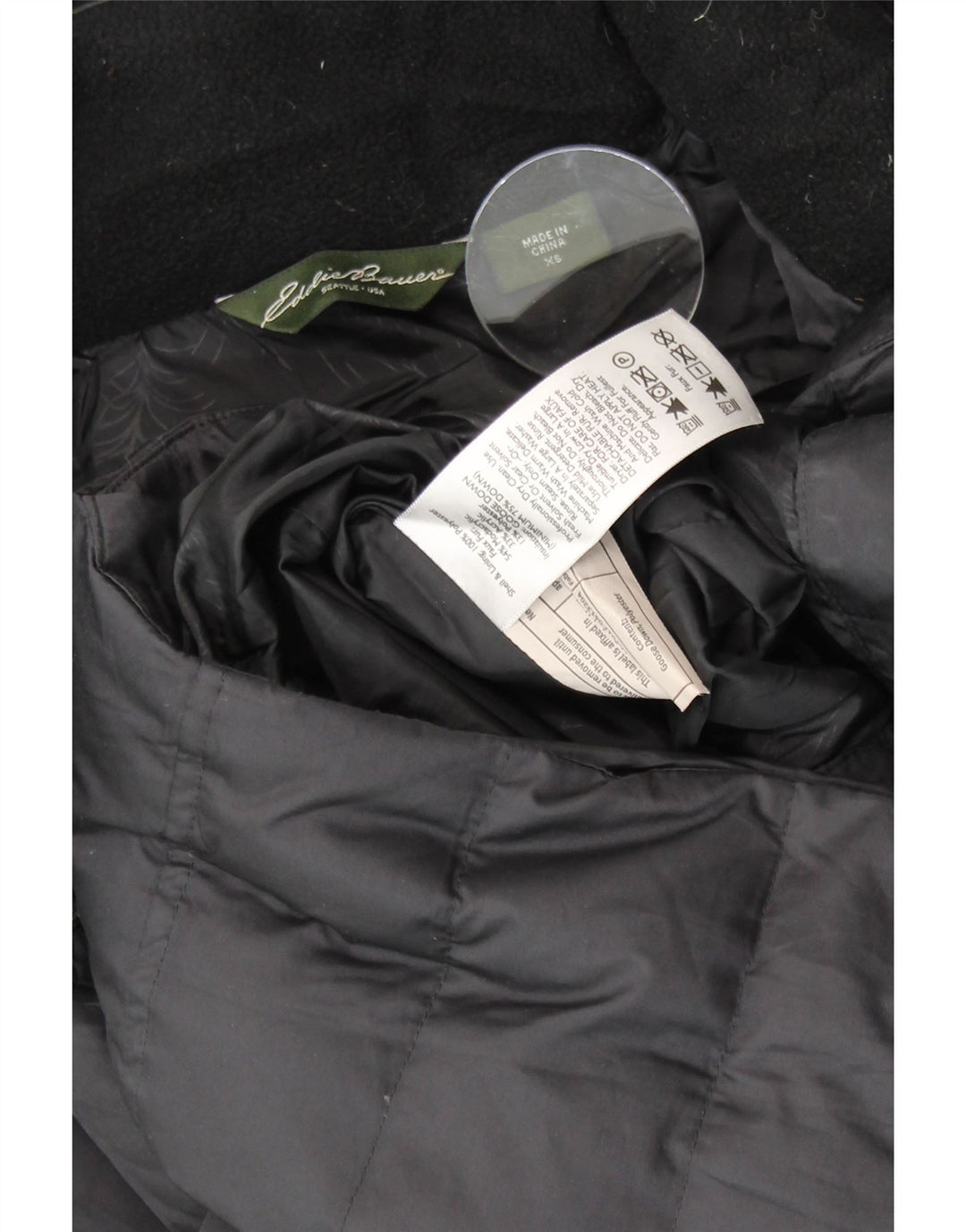 EDDIE BAUER Ženski preveliki podstavljeni kaput s kapuljačom UK 6 XS crni poliester