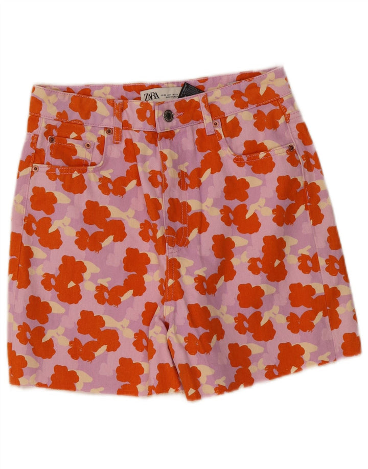 ZARA ženske kratke traper hlače visokog struka EU 36 male W26 višebojni cvjetni