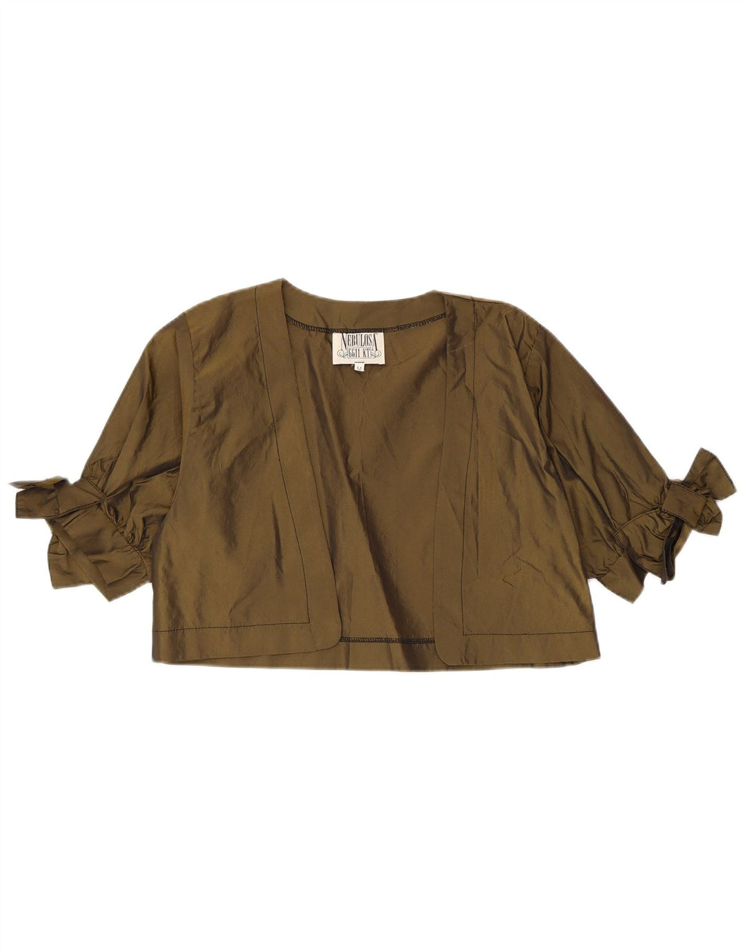 Vintage ženska majica s bolero 1/2 rukava UK 14, srednji kaki poliester
