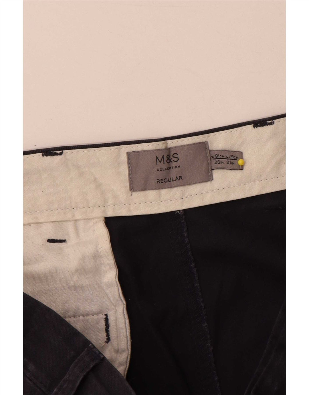 Marks & Spencer muške obične chino hlače W36 L31 tamnoplavi pamuk