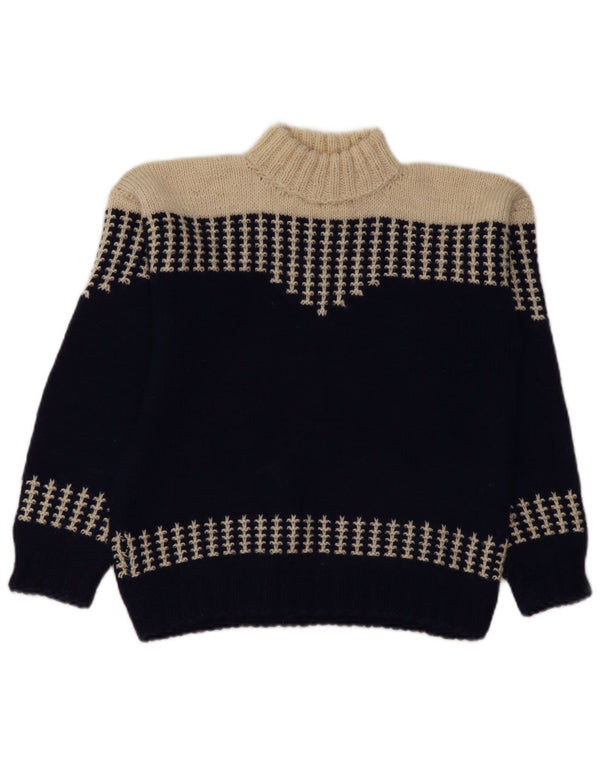 VINTAGE ženski džemper s kornjačičastim ovratnikom UK 14 srednje tamnoplava