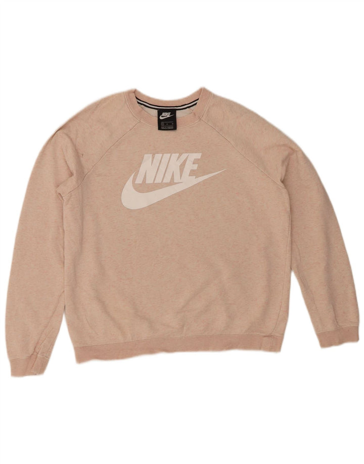 NIKE Womens Graphic Sweatshirt Jumper UK 14 Medium Pink Cotton
