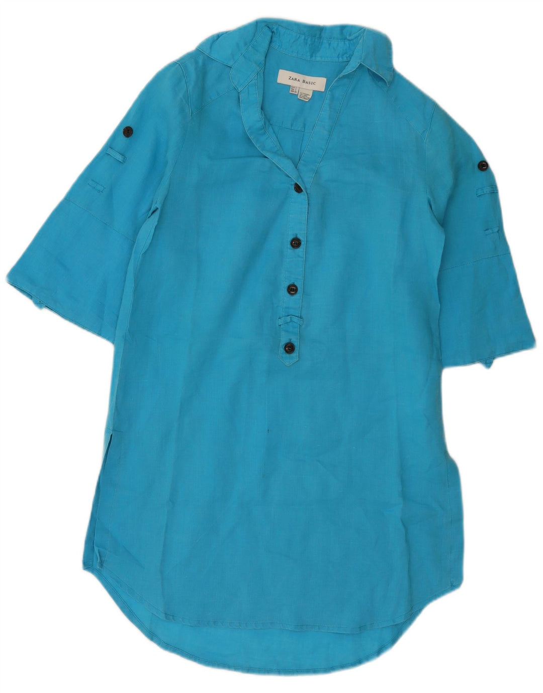Zara ženska pulover haljina UK 10 Small Blue Ramie