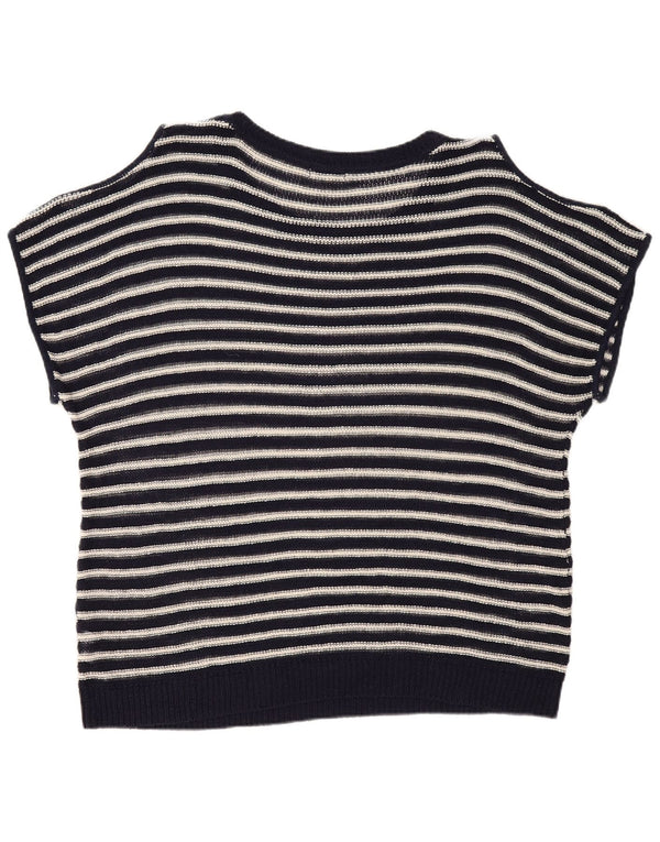 Marks & Spencer Womens Off Shoulder Tunic Dress UK 18 XL Navy Blue Striped