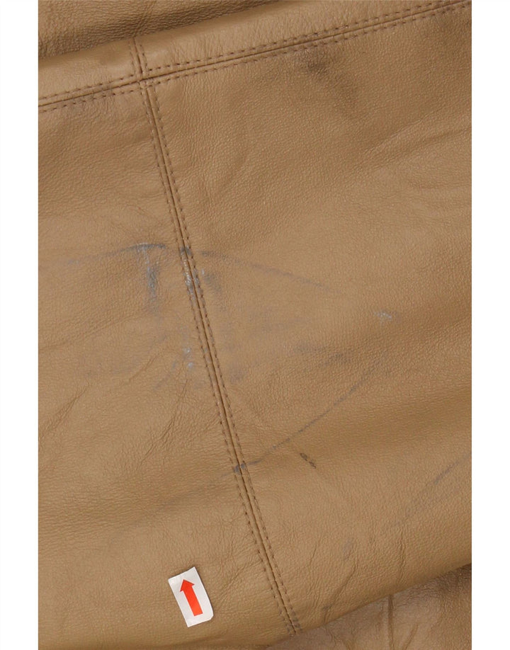 VINTAGE ženski preveliki kožni kaput s kapuljačom IT 46, velika smeđa koža