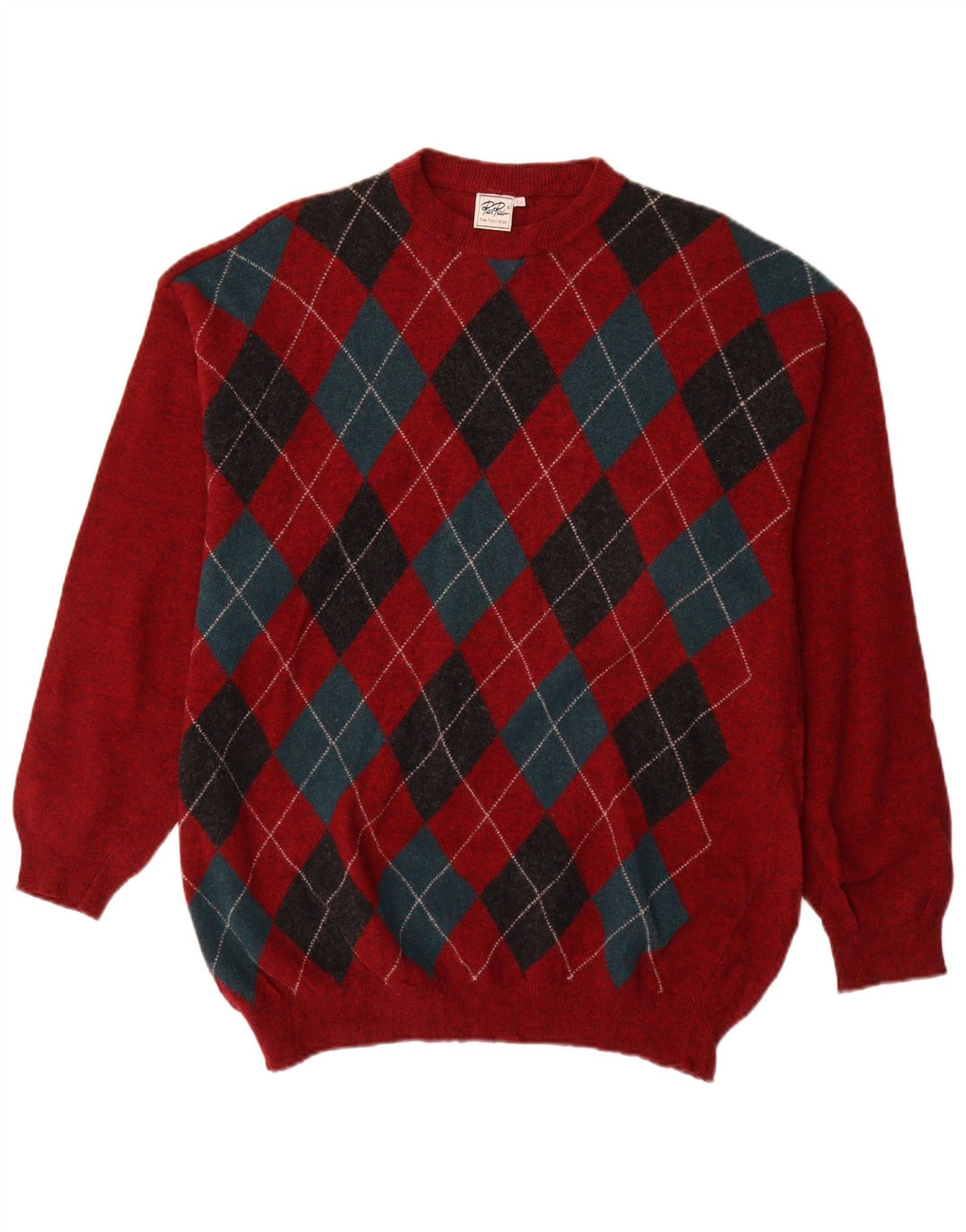 Rian Rucci muški džemper s okruglim izrezom IT 56 XL Red Argyle/Diamond