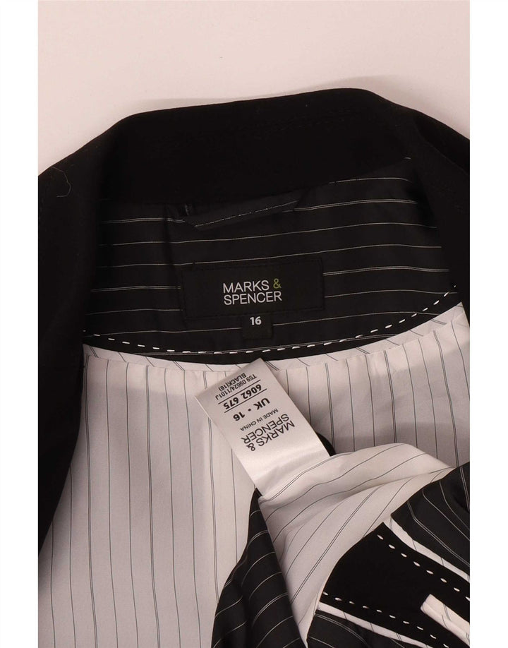 Marks & Spencer ženski sako s jednim gumbom UK 16 Veliki crni poliester