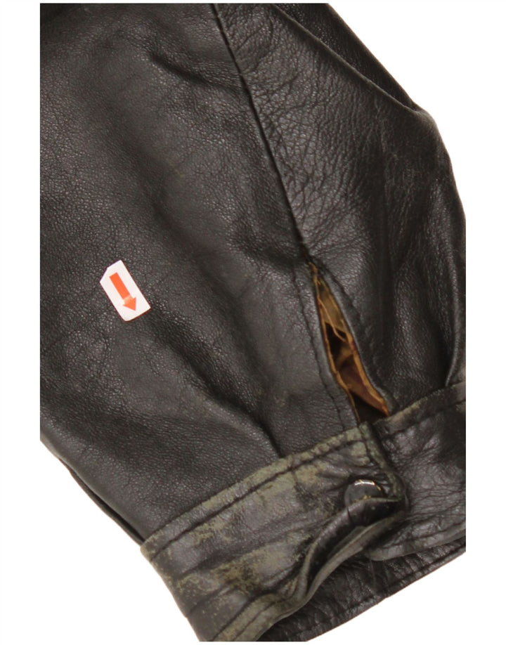 VINTAGE Mens Leather Jacket UK 44 2XL Black