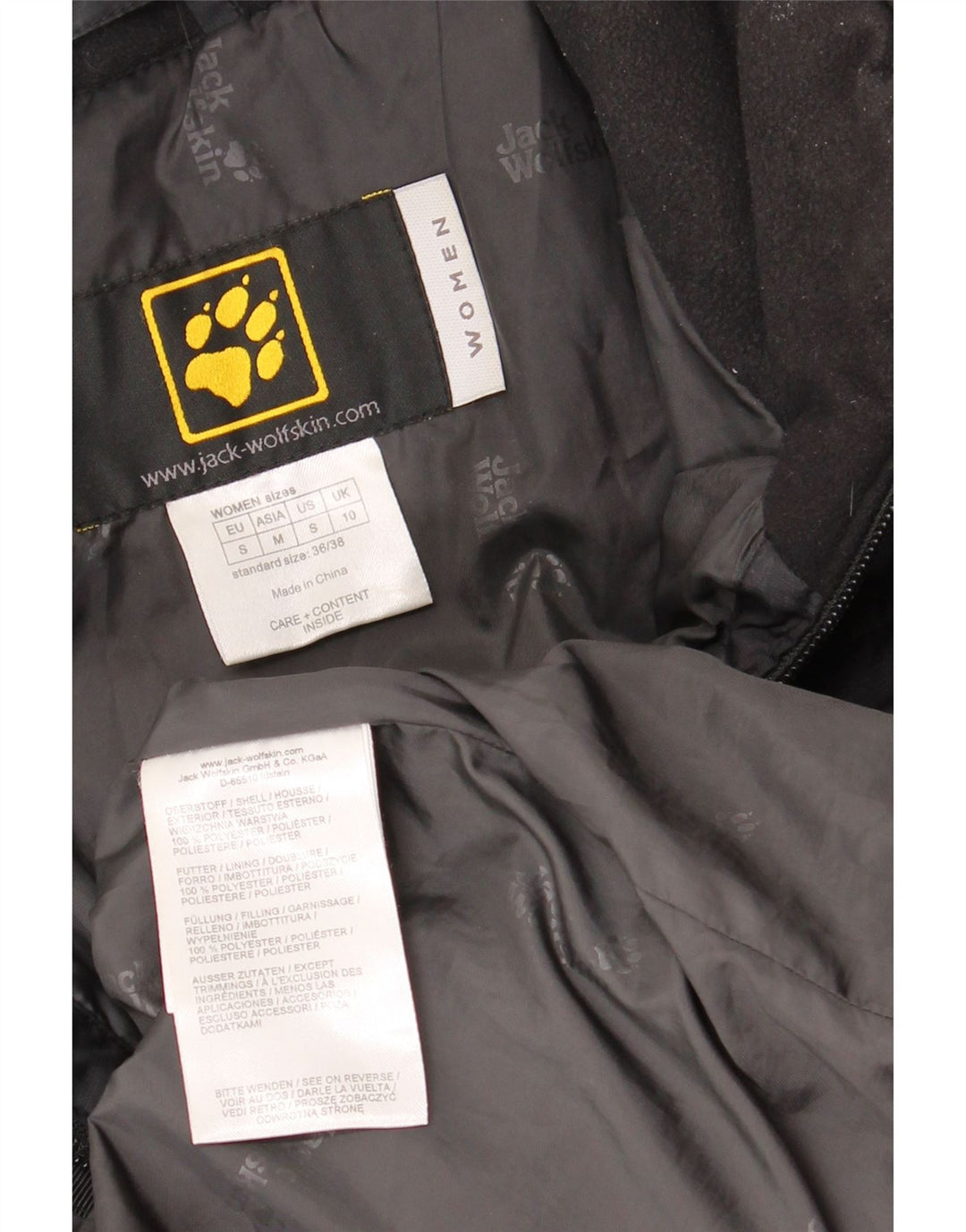 Jack Wolfskin ženski preveliki podstavljeni kaput UK 10 Mali crni poliester