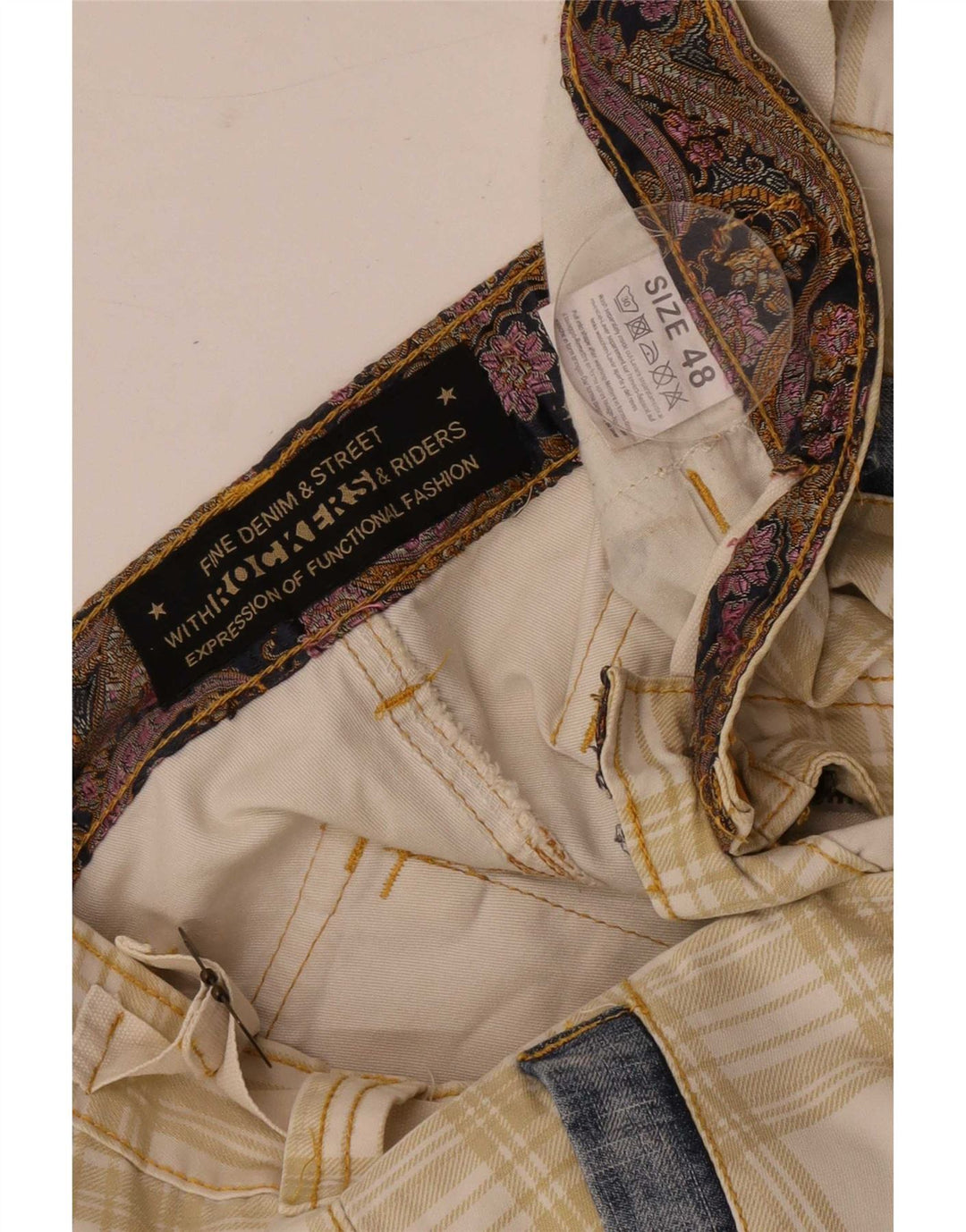 Vintage muške obične kargo kratke hlače IT 48 srednje W34 bež karirane