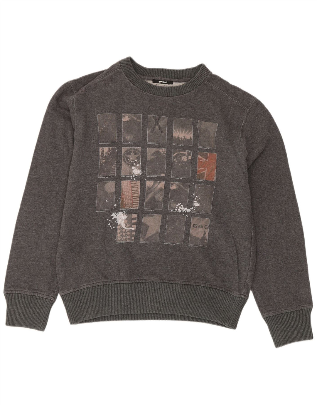 Gas Mens Graphic Sweatshirt Jumper Medium Grey Cotton