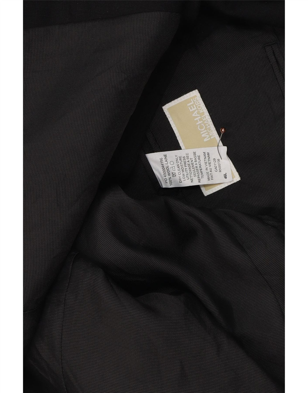 Michael Kors muška duga jakna s 2 gumba UK 46 3XL crna vuna