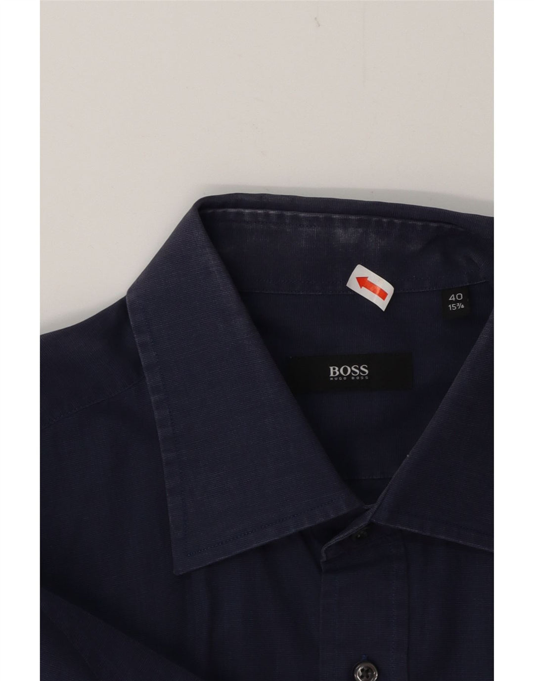 HUGO BOSS Mens Shirt Size 40 15 1/2 Medium Navy Blue Cotton