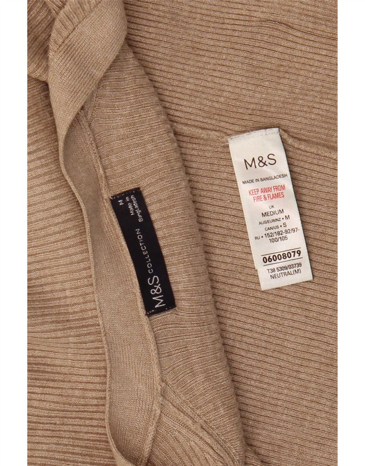 Marks & Spencer ženski otvoreni kardigan pulover UK 14 srednje bež viskoza